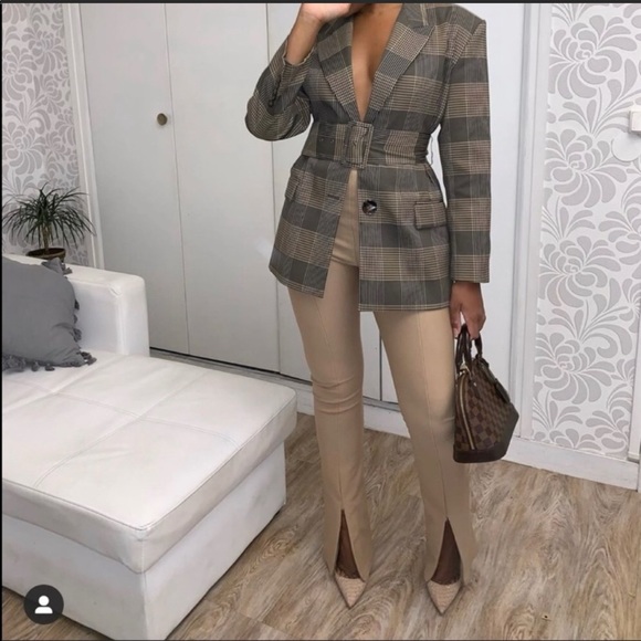 Zara Checkered Plaid PANTS ONLY Sz S Blogger Favorite NWT - Picture 4 of 7